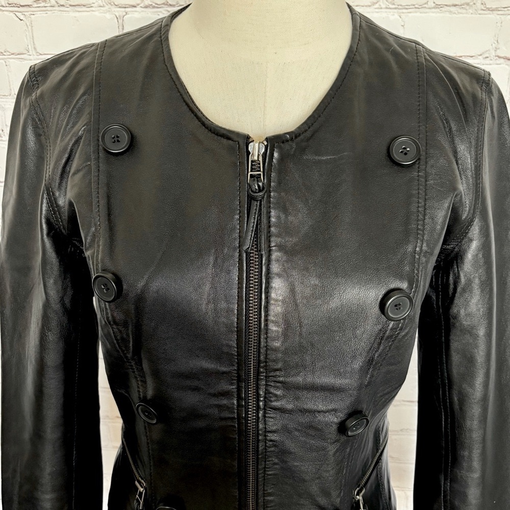 BOD & CHRISTENSEN Ariel Black Long Sleeve Genuine Leather Fitted Jacket--M - Picture 3 of 16